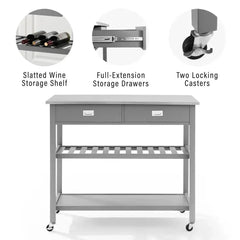 Crosley Chloe Stainless Steel Top Kitchen Island/cart - CF3027SS-GY - The Home Selection