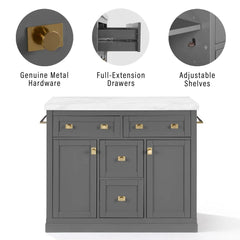 Crosley Claire Kitchen Island - KF30096WM-GY - The Home Selection