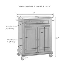 Crosley Compact 31 Inch Granite Top Kitchen Cart - KF30020E - The Home Selection