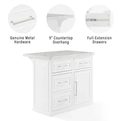 Crosley Cutler Faux Marble Top Kitchen Island - KF30094WM - The Home Selection