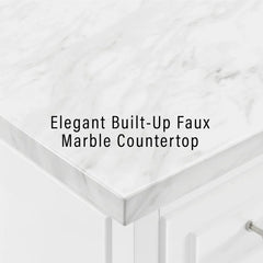 Crosley Cutler Faux Marble Top Kitchen Island - KF30094WM - The Home Selection