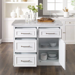 Crosley Cutler Faux Marble Top Kitchen Island - KF30094WM - The Home Selection