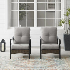 Crosley Dahlia 2pc Metal And Wicker Outdoor Chair Set - CO6251MB-TE - The Home Selection