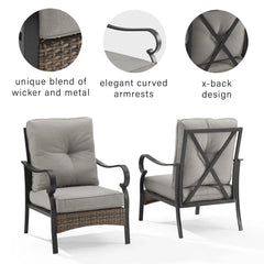 Crosley Dahlia 2pc Metal And Wicker Outdoor Chair Set - CO6251MB-TE - The Home Selection