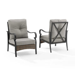 Crosley Dahlia 2pc Metal And Wicker Outdoor Chair Set - CO6251MB-TE - The Home Selection