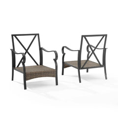 Crosley Dahlia 2pc Metal And Wicker Outdoor Chair Set - CO6251MB-TE - The Home Selection