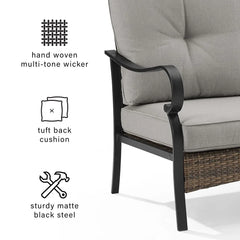 Crosley Dahlia 2pc Metal And Wicker Outdoor Chair Set - CO6251MB-TE - The Home Selection