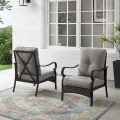 Crosley Dahlia 2pc Metal And Wicker Outdoor Chair Set - CO6251MB-TE - The Home Selection