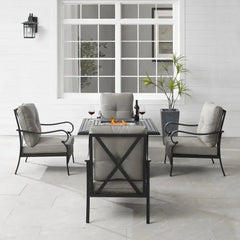 Crosley Dahlia 5pc Outdoor Chair Set W/ Fire Table - KO70354MB-TE - The Home Selection