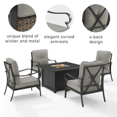 Crosley Dahlia 5pc Outdoor Chair Set W/ Fire Table - KO70354MB-TE - The Home Selection