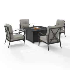 Crosley Dahlia 5pc Outdoor Chair Set W/ Fire Table - KO70354MB-TE - The Home Selection