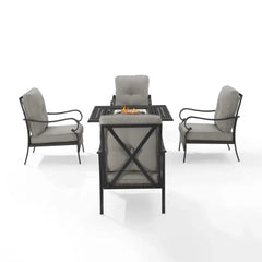 Crosley Dahlia 5pc Outdoor Chair Set W/ Fire Table - KO70354MB-TE - The Home Selection