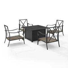 Crosley Dahlia 5pc Outdoor Chair Set W/ Fire Table - KO70354MB-TE - The Home Selection