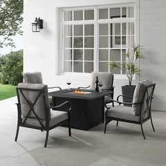 Crosley Dahlia 5pc Outdoor Chair Set W/ Fire Table - KO70354MB-TE - The Home Selection