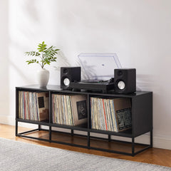 Crosley Enzo Large Record Storage Media Console - CF1127-BK - The Home Selection