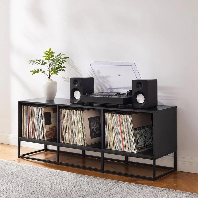 Crosley Enzo Large Record Storage Media Console - CF1127-BK - The Home Selection