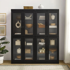Crosley Essen 2Pc Glass Door Kitchen Pantry Storage Cabinet Set - KF33065BK - The Home Selection