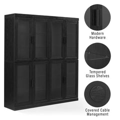 Crosley Essen 2Pc Glass Door Kitchen Pantry Storage Cabinet Set - KF33065BK - The Home Selection