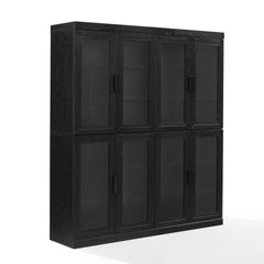 Crosley Essen 2Pc Glass Door Kitchen Pantry Storage Cabinet Set - KF33065BK - The Home Selection