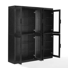 Crosley Essen 2Pc Glass Door Kitchen Pantry Storage Cabinet Set - KF33065BK - The Home Selection