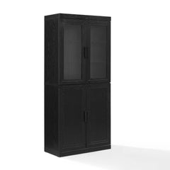 Crosley Essen Pantry Storage Cabinet With Glass Door Hutch - KF33063BK - The Home Selection