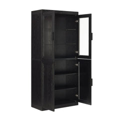 Crosley Essen Pantry Storage Cabinet With Glass Door Hutch - KF33063BK - The Home Selection