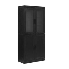 Crosley Essen Pantry Storage Cabinet With Glass Door Hutch - KF33063BK - The Home Selection