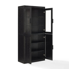 Crosley Essen Pantry Storage Cabinet With Glass Door Hutch - KF33063BK - The Home Selection