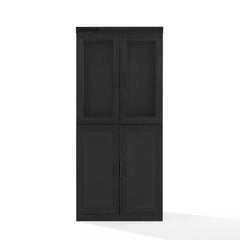 Crosley Essen Pantry Storage Cabinet With Glass Door Hutch - KF33063BK - The Home Selection
