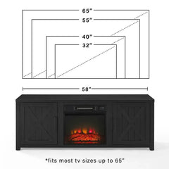 Crosley Gordon Low Profile Fireplace Tv Stand For 65+ Inch Tv - KF100758BK - The Home Selection