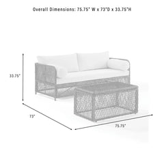 Crosley Granite Bay 2Pc Wicker Outdoor Sofa Patio Furniture Set - KO70366ST-CR - The Home Selection