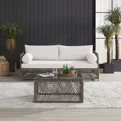 Crosley Granite Bay 2Pc Wicker Outdoor Sofa Patio Furniture Set - KO70366ST-CR - The Home Selection