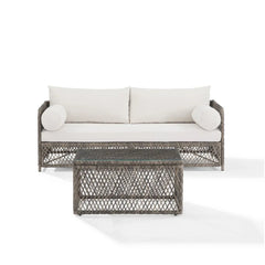 Crosley Granite Bay 2Pc Wicker Outdoor Sofa Patio Furniture Set - KO70366ST-CR - The Home Selection