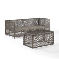 Crosley Granite Bay 2Pc Wicker Outdoor Sofa Patio Furniture Set - KO70366ST-CR - The Home Selection
