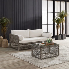Crosley Granite Bay 2Pc Wicker Outdoor Sofa Patio Furniture Set - KO70366ST-CR - The Home Selection