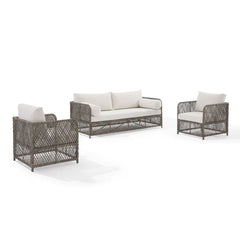 Crosley Granite Bay 3Pc Wicker Outdoor Sofa Patio Furniture Set - KO70365ST-CR - The Home Selection