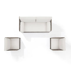 Crosley Granite Bay 3Pc Wicker Outdoor Sofa Patio Furniture Set - KO70365ST-CR - The Home Selection
