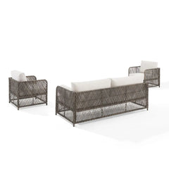 Crosley Granite Bay 3Pc Wicker Outdoor Sofa Patio Furniture Set - KO70365ST-CR - The Home Selection