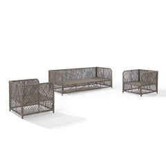Crosley Granite Bay 3Pc Wicker Outdoor Sofa Patio Furniture Set - KO70365ST-CR - The Home Selection