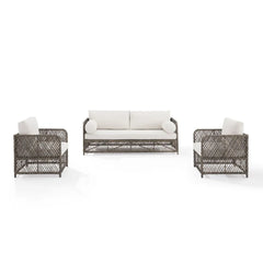 Crosley Granite Bay 3Pc Wicker Outdoor Sofa Patio Furniture Set - KO70365ST-CR - The Home Selection