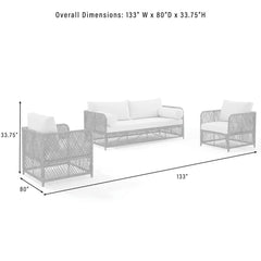 Crosley Granite Bay 3Pc Wicker Outdoor Sofa Patio Furniture Set - KO70365ST-CR - The Home Selection