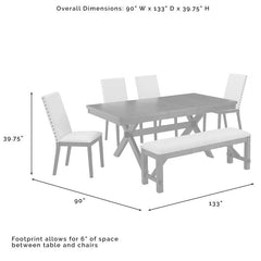Crosley Hayden 90 Inch 6pc Dining Set Slate - KF13075SL - The Home Selection
