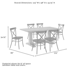 Crosley Joanna 123 Inch 7pc Dining Set W/Camille Chairs Matte-Black - KF20008RB-MB - The Home Selection
