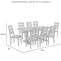 Crosley Joanna 128 Inch 9pc Dining Set Rustic-Brown - KF13068RB-RB - The Home Selection