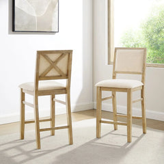 Crosley Joanna 2-piece Upholstered Counter Height Bar Stool Set - CF501326-RB - The Home Selection