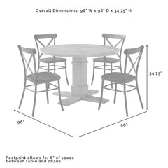 Crosley Joanna 98 Inch 5pc Round Dining Set W/Camille Chairs Matte-Black - KF20007RB-MB - The Home Selection