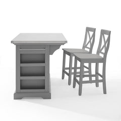 Crosley Julia 50 Inch Stainless Steel Top Island W/X-Back Stools - KF30064 - The Home Selection