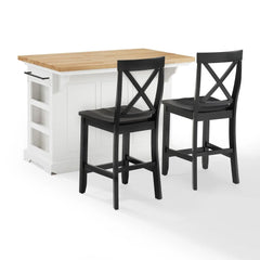 Crosley Julia Wood Top Island W/x-back Stools - KF30067WH - The Home Selection