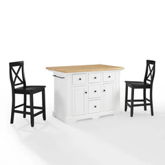 Crosley Julia Wood Top Island W/x-back Stools - KF30067WH - The Home Selection