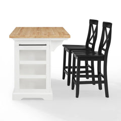 Crosley Julia Wood Top Island W/x-back Stools - KF30067WH - The Home Selection